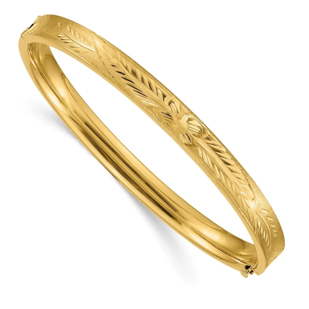 14k 4/16 Diamond-cut Concave Hinged Bangle Bracelet QCC4/16