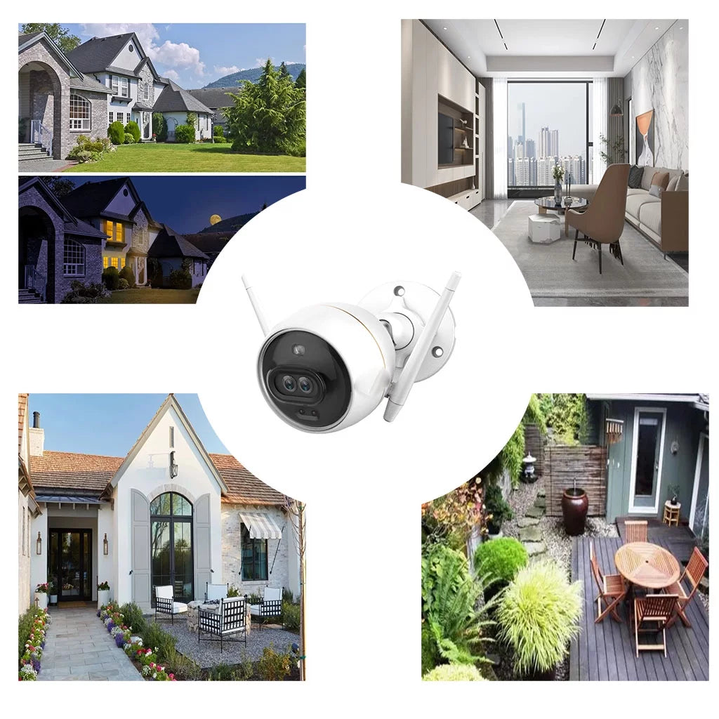 Outdoor Security Camera Lens 1080P, Excellent Color Night Vision, Active Light & Siren Alarm with PIR Motion Detection, Weather Proof, Two-way Talk, the First Lens Security Camera(C3X)