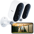 Arenti Wireless Outdoor Security Camera, (2Pack) GO1 Wifi Rechargeable Power Unit Powered Night Vision 2-Way Audio AI Motion Detection Surveillance Camera (Supports Only 2.4Ghz Wi-Fi)