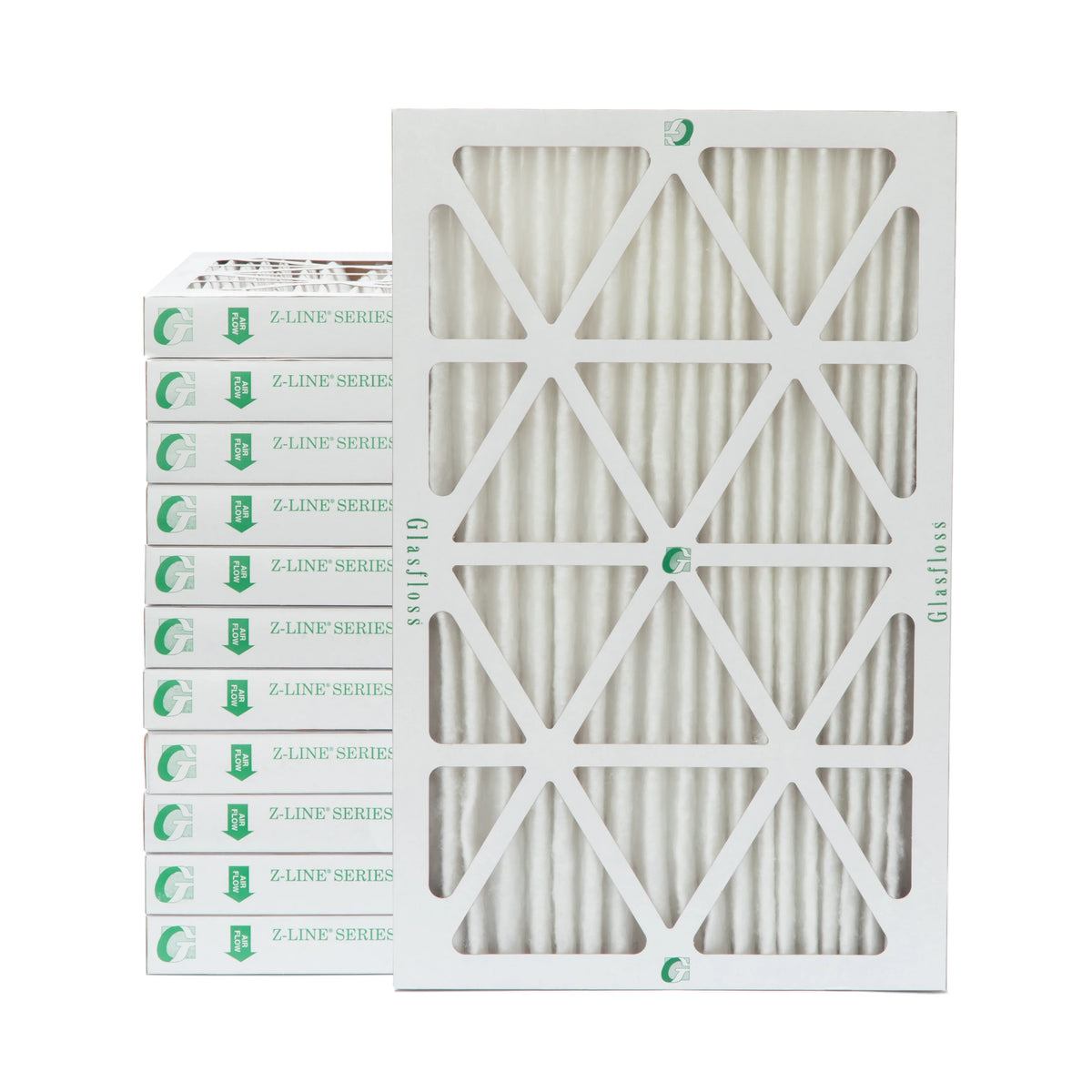 12 Pack of 20x30x2 MERV 10 Pleated 2" Inch Air Filters by Glasfloss. Actual Size: 19-5/8 x 29-5/8 x 1-3/4