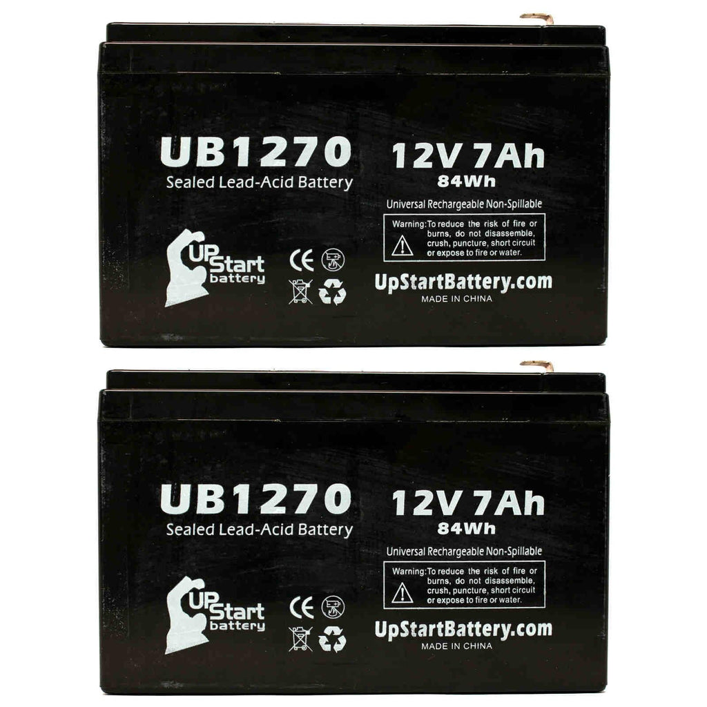 2x Pack - Compatible Upsonic PCM200VR Power Unit - Replacement UB1270 Universal Sealed Lead Acid Energy Source (12V, 7Ah, 7000mAh, F1 Terminal, AGM, SLA) - Includes 4 F1 to F2 Terminal Adapters