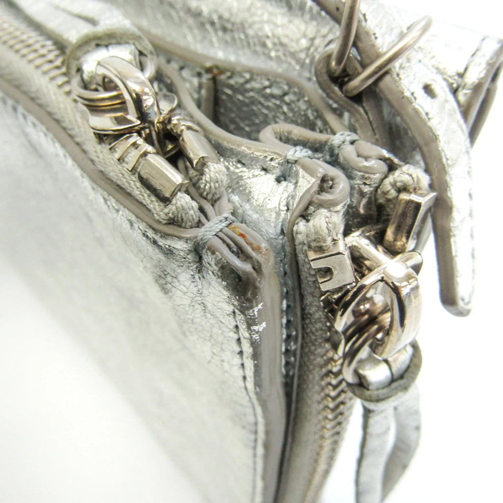 Pre-Owned Balenciaga Paper Triple XS 398815 Women's Leather Shoulder Bag Silver (Good)