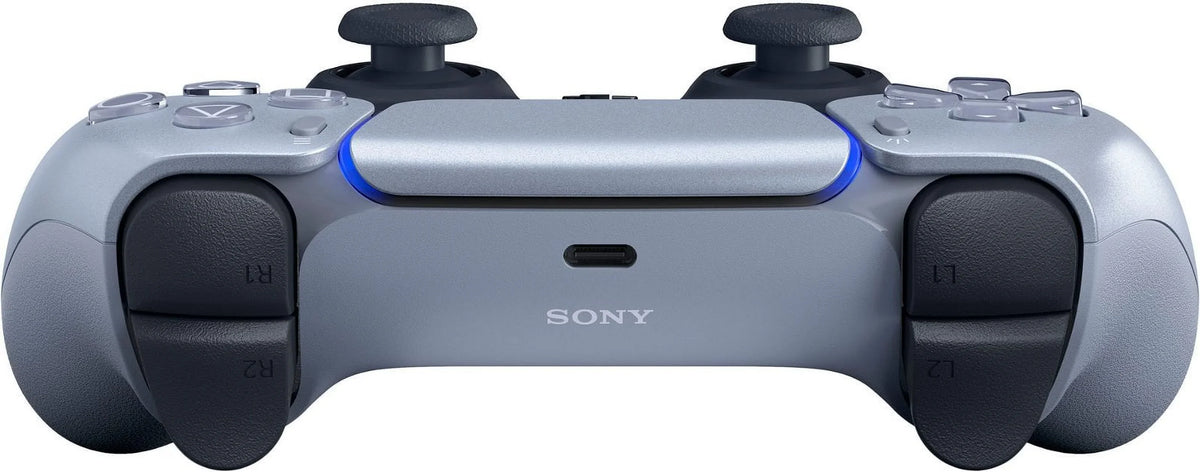 PlayStation 5, PS5 Sense Wireless Controller - Sterling Silver Bundle With 6Ave Microfiber Cleaning Cloth