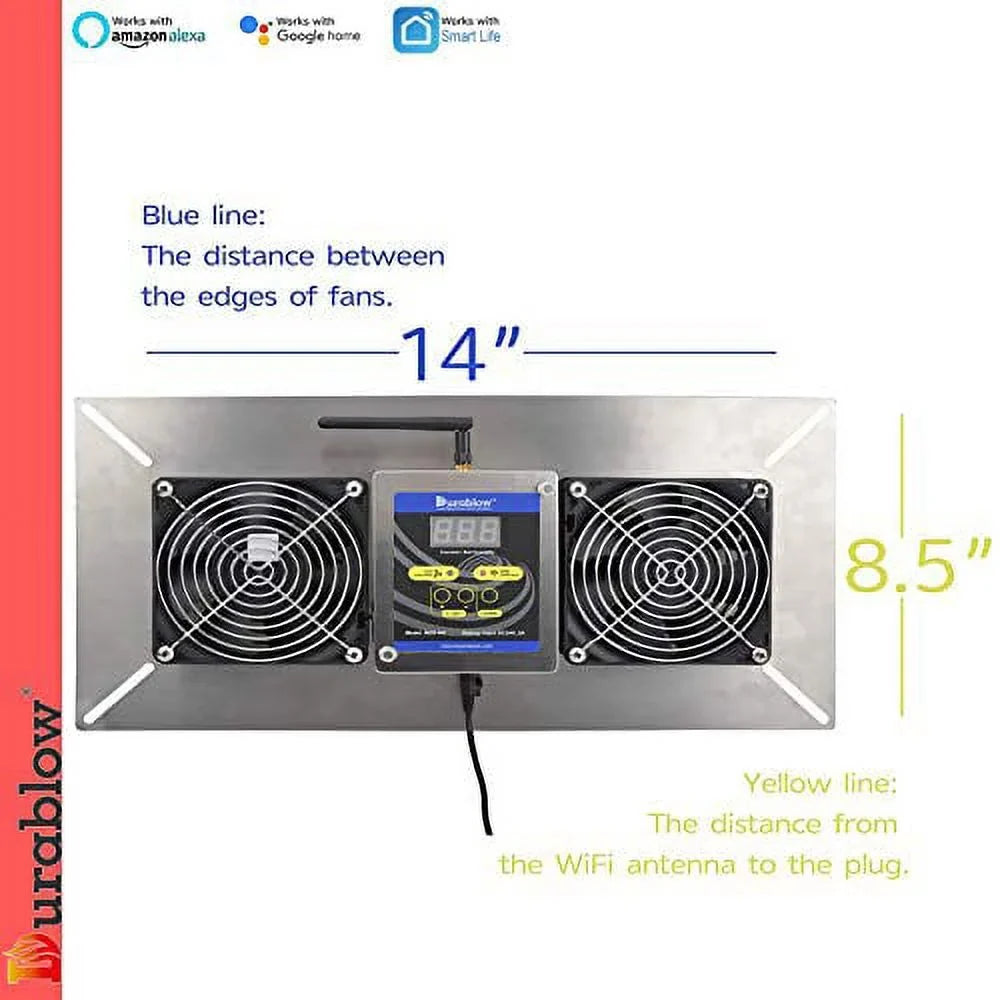 MFB M2D-SH Air-Out WiFi Smart Home Remote Crawl Space Ventilator, Humidity, Radon Mitigation, Compatible with Alexa, Google Home