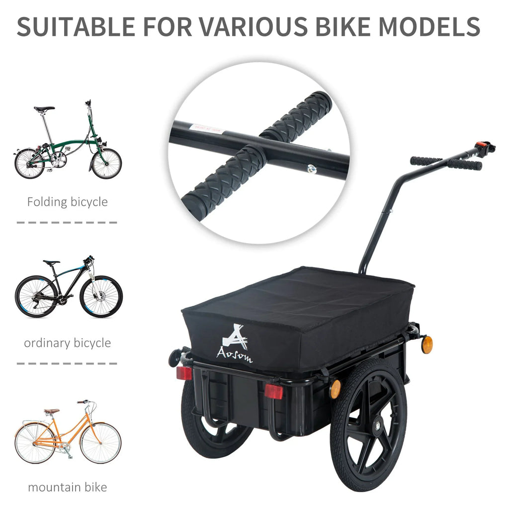 Aosom Double Wheel Internal Memory Enclosed Bicycle Cargo Trailer - Black