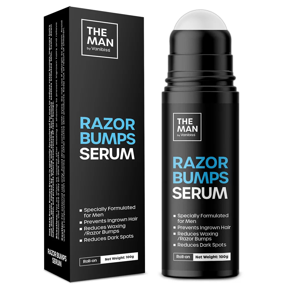 The Man Razor Bumps Serum Roll on by Vanibiss-Ingrown Hair Treatment & Unscented after Shave Solution (3.5fl.oz)
