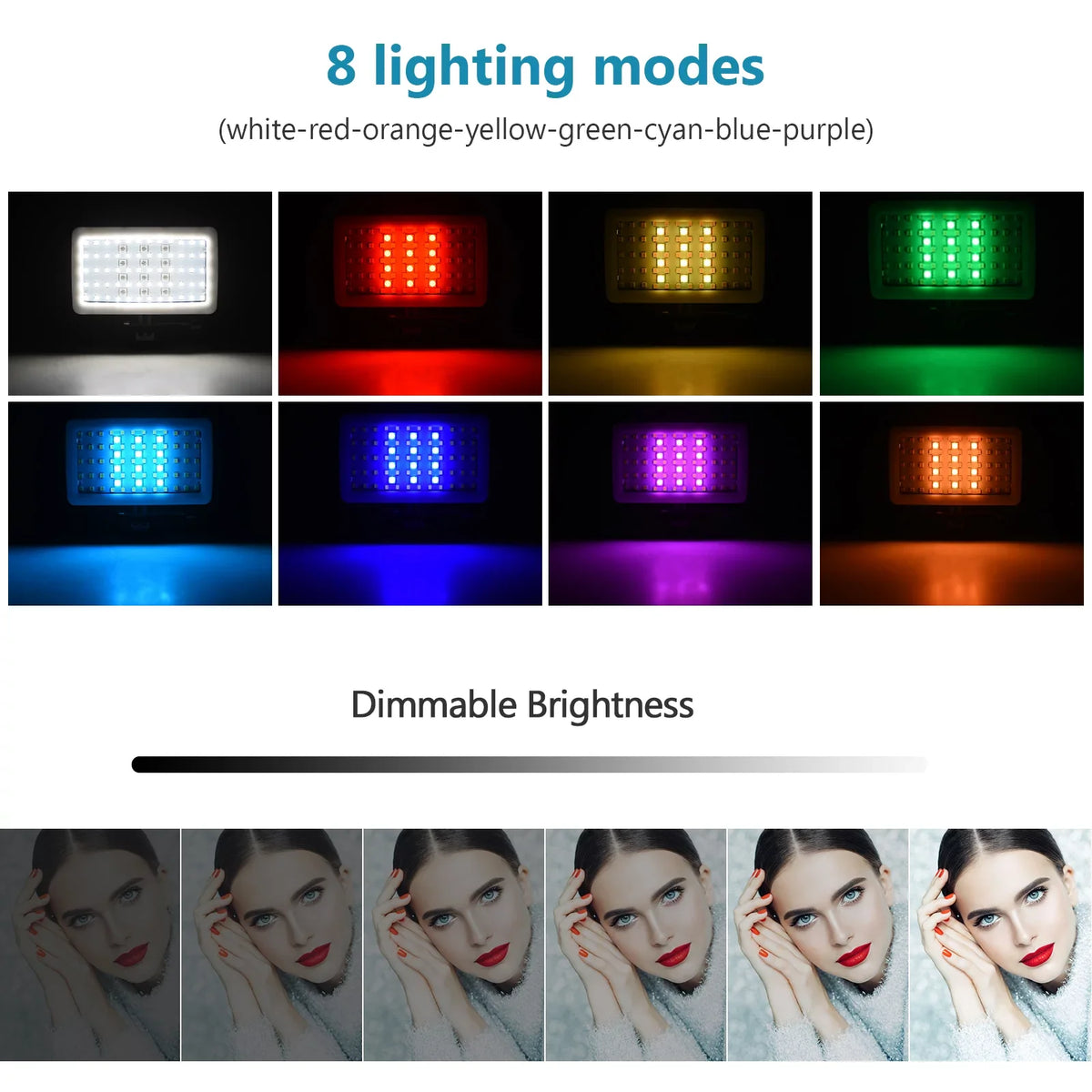 Andoer SL-20 Waterproof RGB Fill Video 8 Modes CRI95+ Dimmable IPX8 Underwater 40M Built-in Rechargeable Energy Source for Diving Snorkeling Underwater Photography Video Replacement for GoPro
