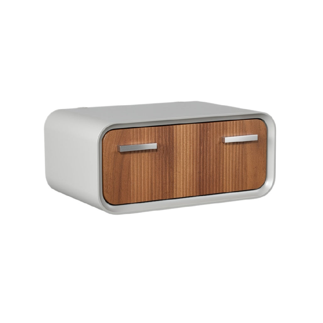 Modern Wall-Mounted Storage Cabinet with Wooden Drawer Front