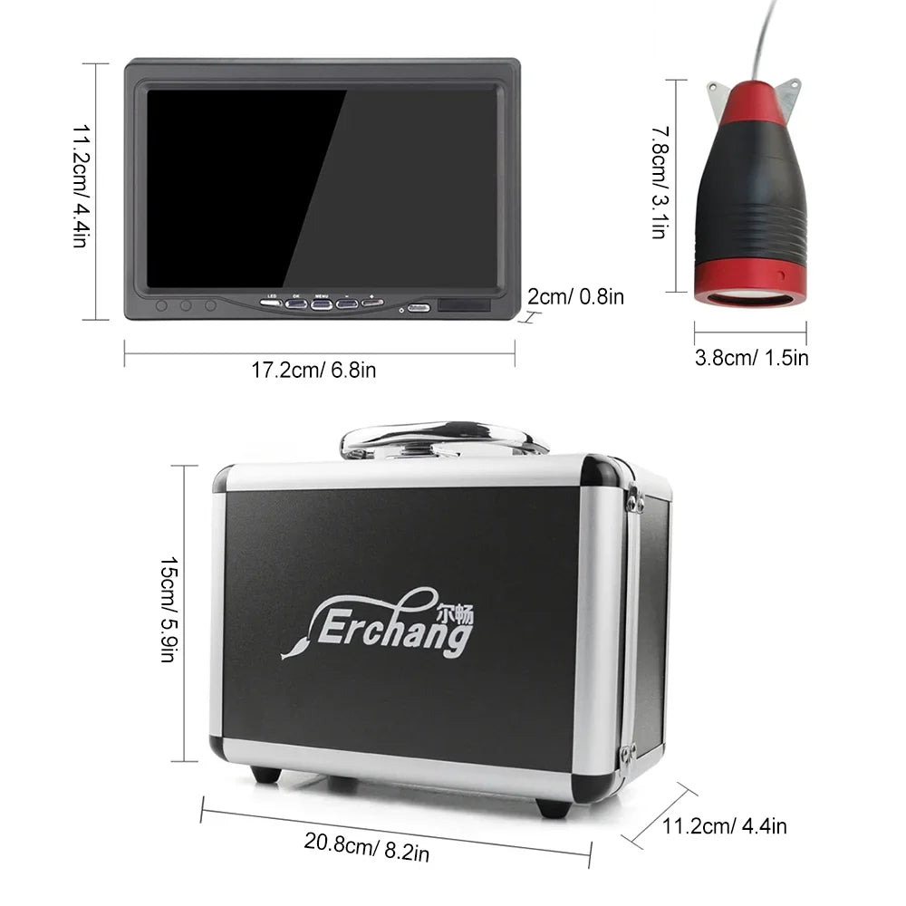 Erchang Underwater Fishing Camera Portable Fish Finder for Boat Kayak Lake Sea Fishing, 7 Inch Panel