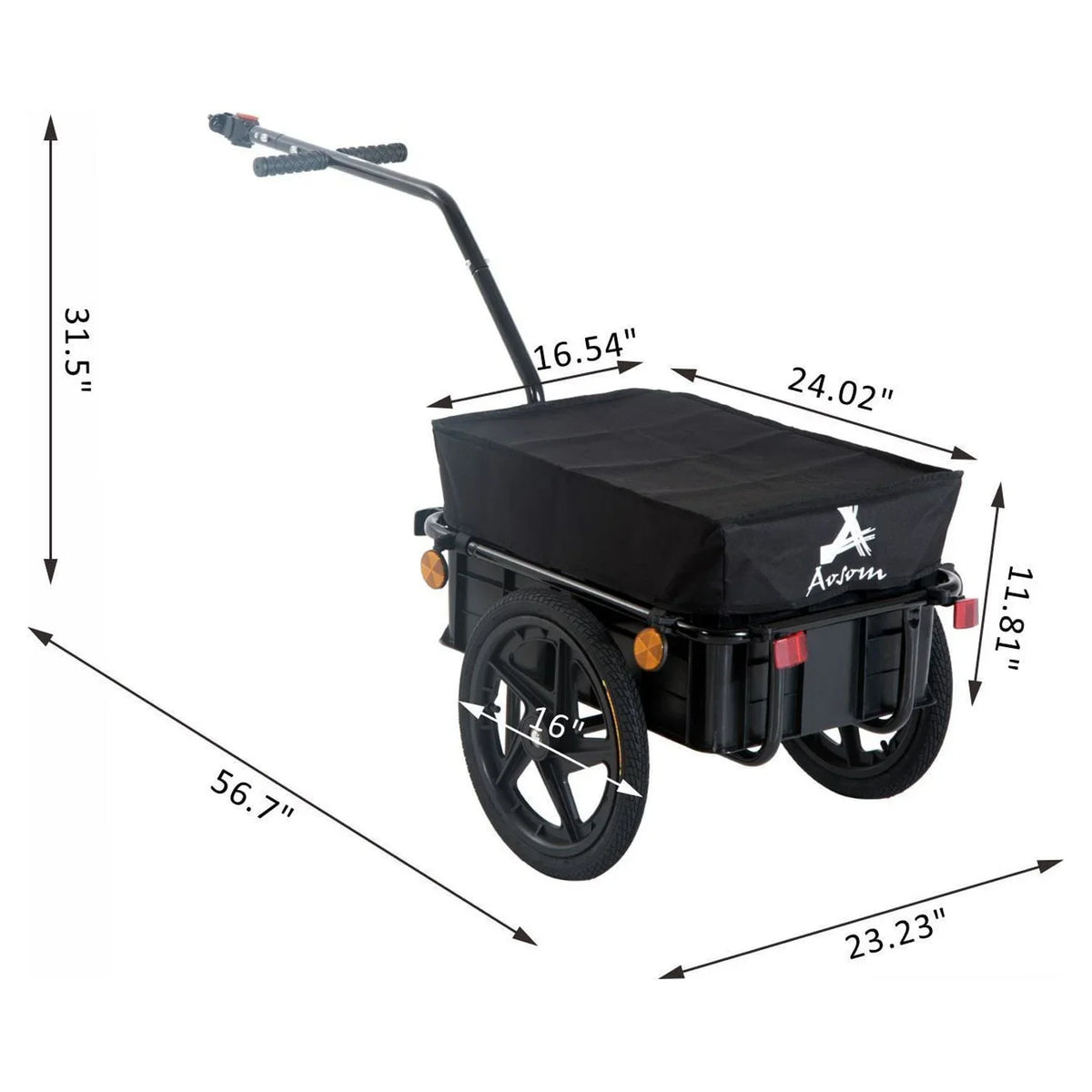 Aosom Double Wheel Internal Memory Enclosed Bicycle Cargo Trailer - Black