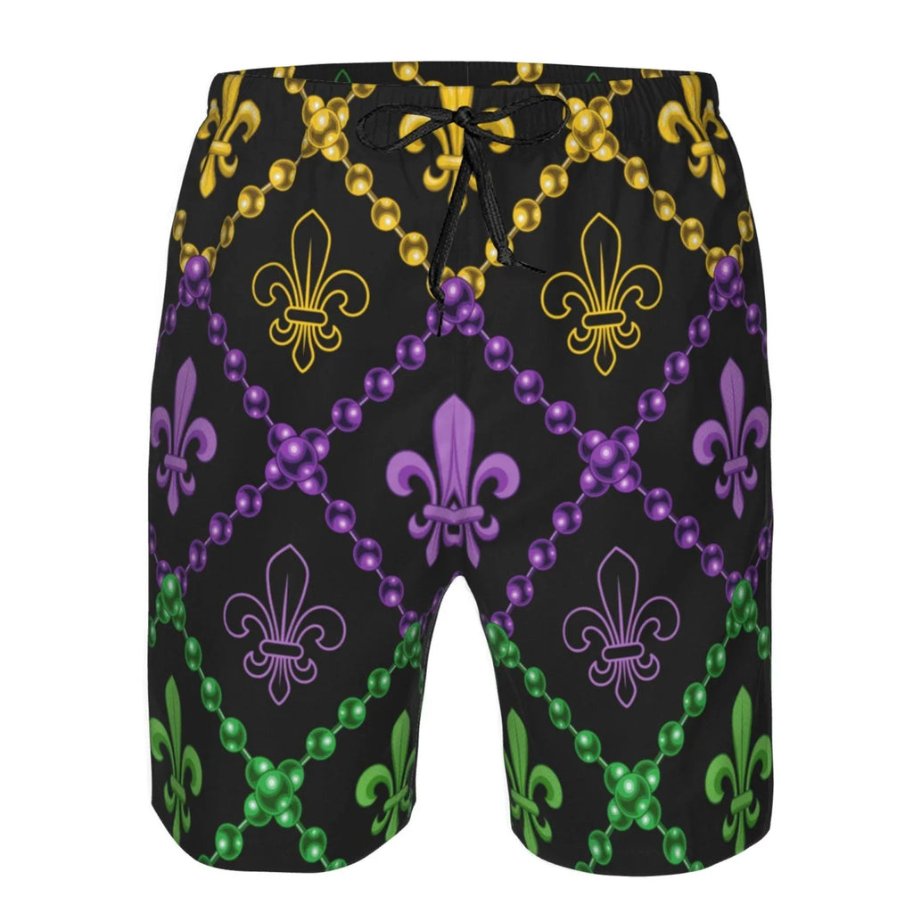 Lukts Mardi Gra Geometric Mens Swim Trunks Quick Dry Swim Shorts With Funny Beach Shorts