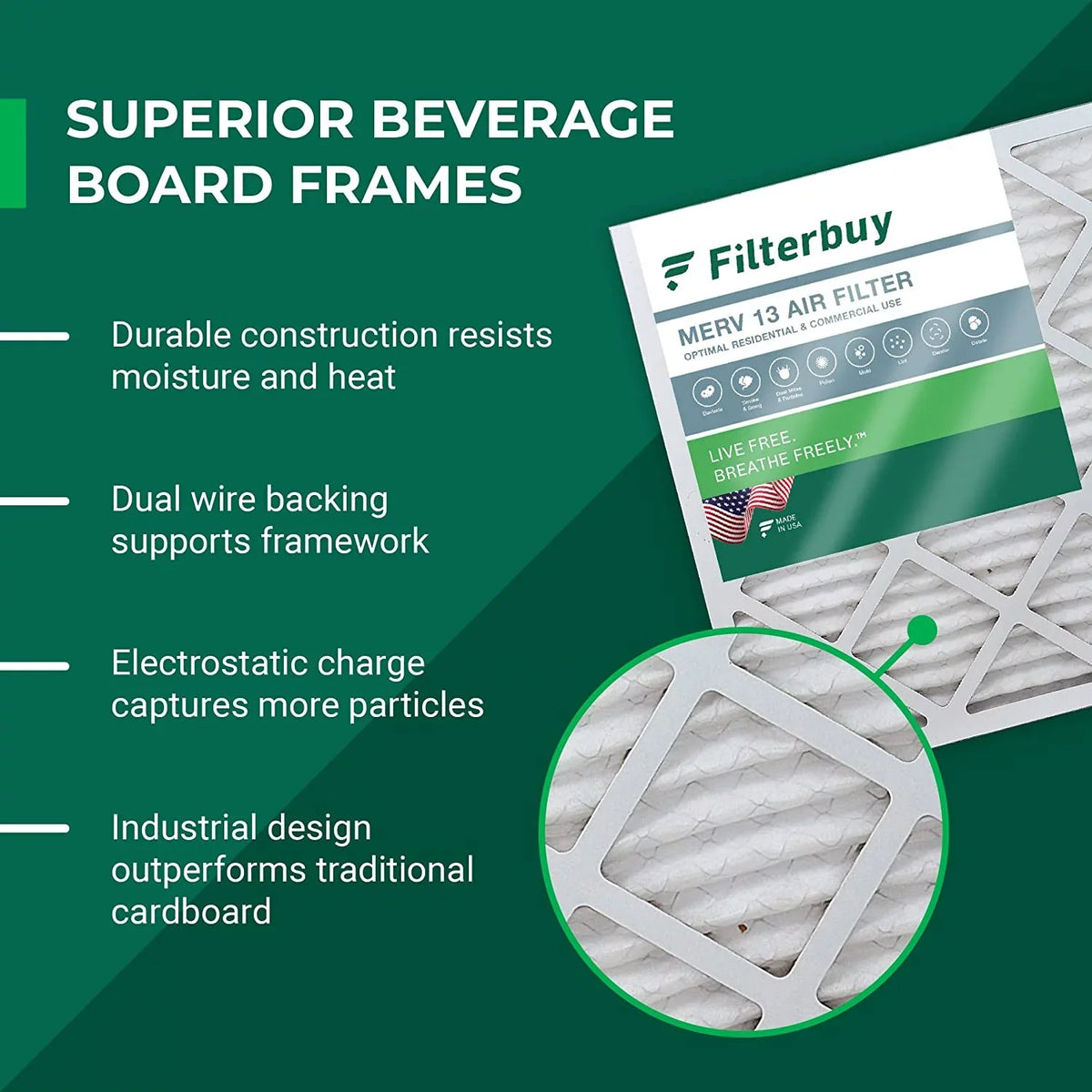 Filterbuy 10x24x1 MERV 13 Pleated HVAC AC Furnace Air Filters (6-Pack)