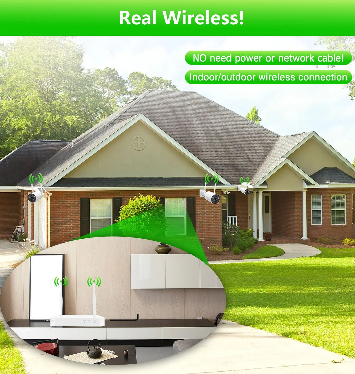 VIKVIZ 8CH WiFi CCTV System 4Pcs 3MP Power Unit Camera , 4 Solar Panels , 2.5inch HDD Wireless NVR