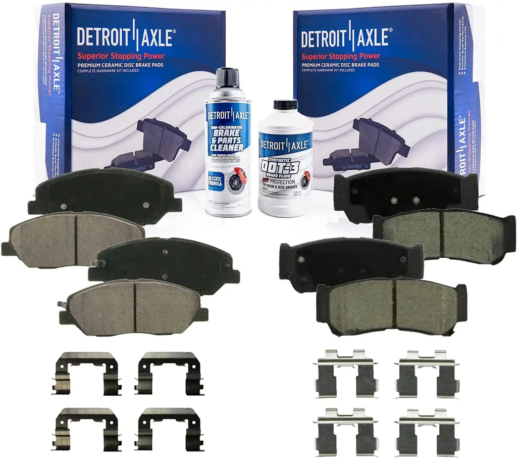 Detroit Axle - Brake Pads for 2007 2008 2009 Hyundai Santa Fe Front and Rear Memory Brake Pads w/Hardware Replacement Brakes