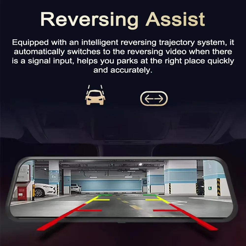 Aibecy 1080P DVR Dash Front & Rear Driving Recorder with 9.66 Inch Panel 170° Wide Angle Support Clear Night-Vision Parking Monitor Motion Detection Collision Locking Loop Recording Re