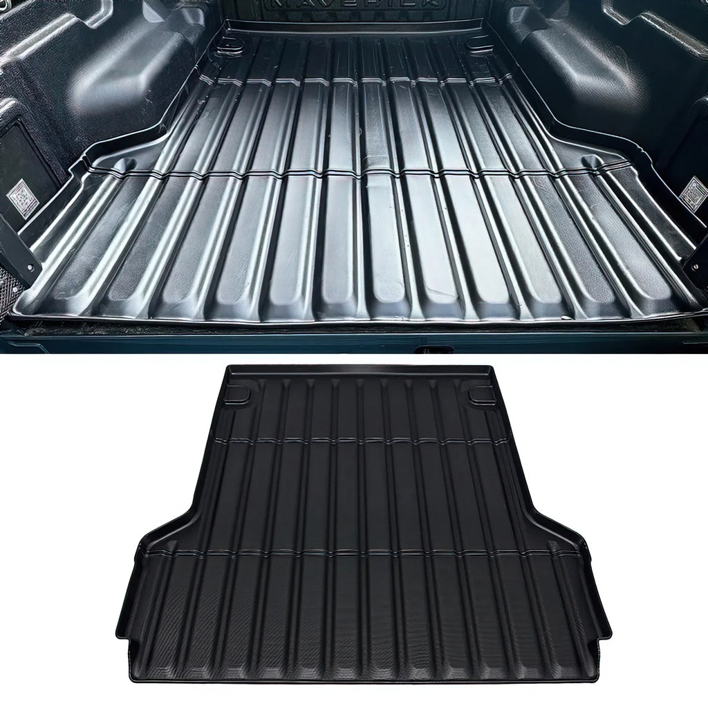 Ikon Motorsports Truck Bed Mat Compatible With 2022-2024 Ford Maverick, Black Rear Storage Floor Liner TPE Pickup Cargo Guard All Weather 3D Heavy Duty Trunk Flooring Protector Cover