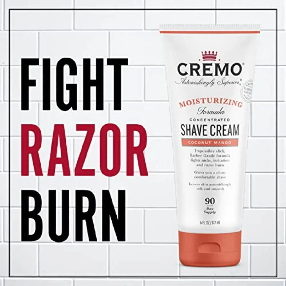 Cremo Coconut Mango Moisturizing Shave Cream, Astonishingly Superior Ultra-Slick Shaving Cream for Women Fights Nicks, Cuts and Razor Burn, 6 Fl Oz (Pack of 2)