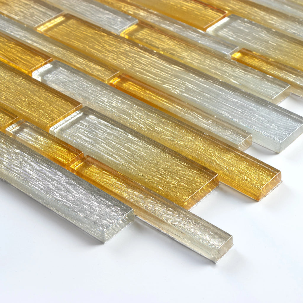 WS Tiles - Foil Silver/Gold 12 in. x 12 in. Interlocking Glass Mosaic Wall Tile (5 sq. ft. / Case)