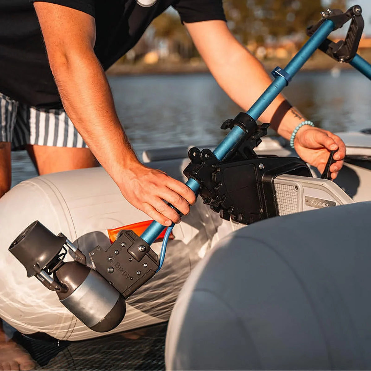 Bixpy K-1 Outboard Kit with SUN80 Solar Panel - Electric Marine Trolling Motor with 378 Wh Power Unit for Kayak, Inflatable Watercraft, Paddle Boards