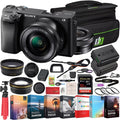 Sony a6400 4K Mirrorless Camera ILCE-6400L/B (Black) with 16-50mm f/3.5-5.6 OSS Lens Kit + 0.43x Wide Angle and 2.2X Telephoto Lens Deco Gear Case Filter Set & Extra Cell Power Editing Bundle