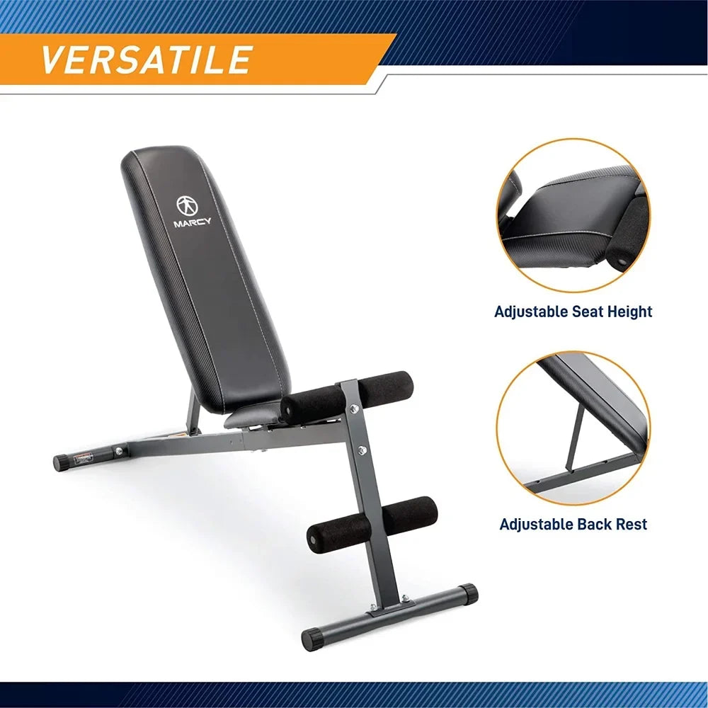 Marcy SB-261W Utility Bench for Upright, Incline, Decline, and Flat Exercise Bundle with Deco Essentials 27 Ounce Water Bottle and Workout Cooling Sport Towel