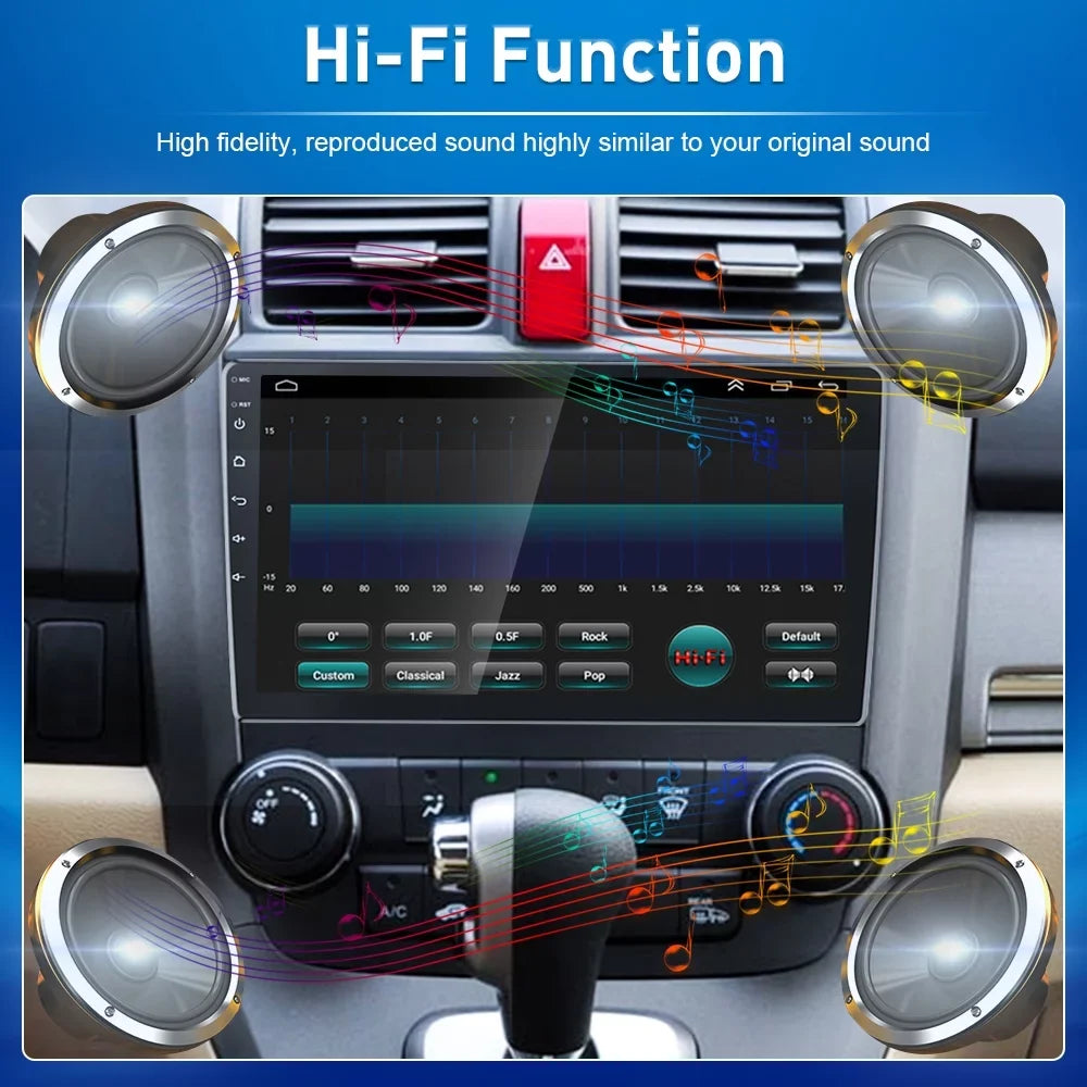 For Honda CRV 2007-2011 9'' Display Car Stereo Radio Player Wireless Carplay Android Auto Mirror Link HD 1080P Android 12 Bluetooth WIFI GPS FM USB Hifi, AHD Backup Camera
