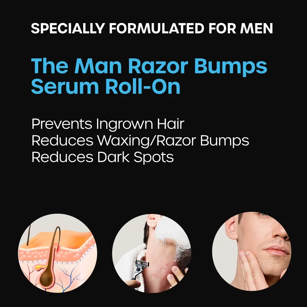 The Man Razor Bumps Serum Roll on by Vanibiss-Ingrown Hair Treatment & Unscented after Shave Solution (3.5fl.oz)