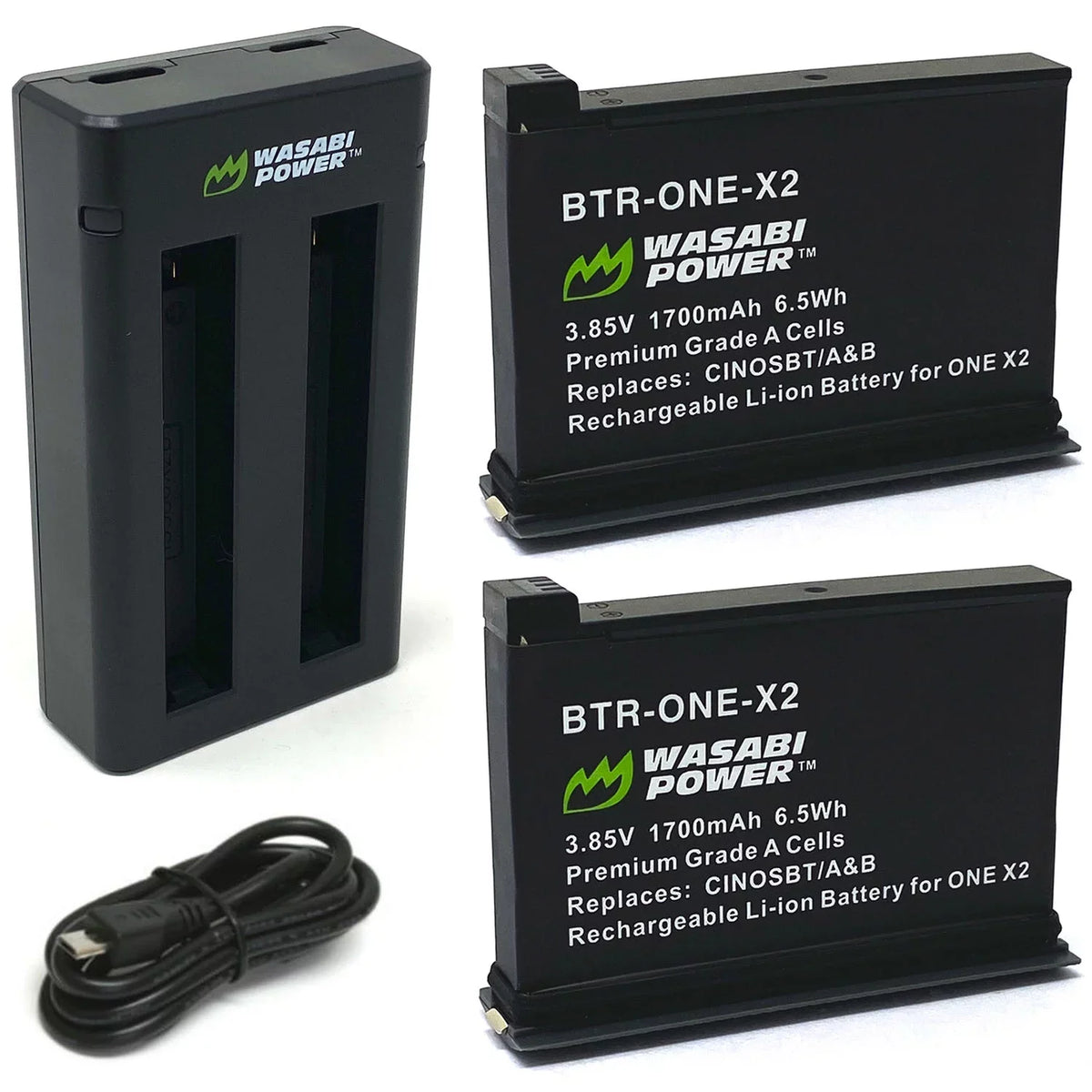 Wasabi Power Power Unit (2-Pack) and Charger for Insta360 ONE X2 (Not Waterproof)