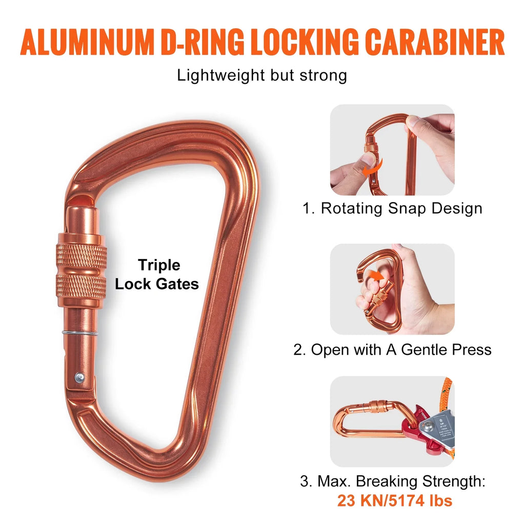 BENTISM Steel Processor flipline, 1/2" x 8' Arborist Flipline, Flip Line for Tree Climbing with Alloy Steel Snap Hook, Aluminum Alloy Carabiner and Extra Tool Lanyard, for Arborist, Tree Climbers