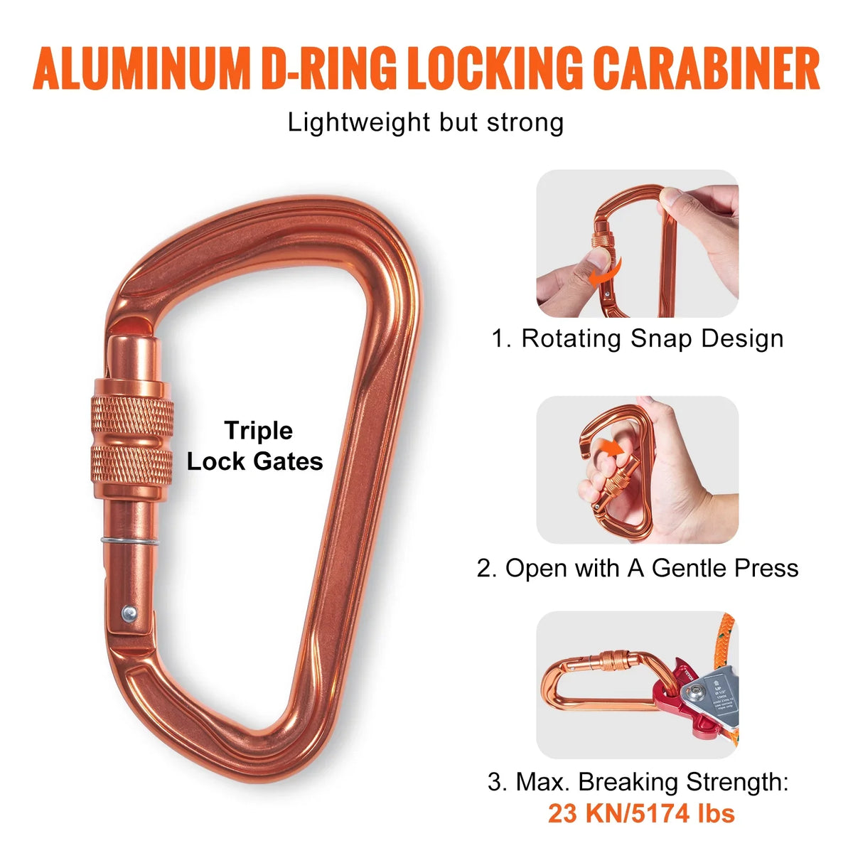 BENTISM Steel Processor flipline, 1/2" x 8' Arborist Flipline, Flip Line for Tree Climbing with Alloy Steel Snap Hook, Aluminum Alloy Carabiner and Extra Tool Lanyard, for Arborist, Tree Climbers