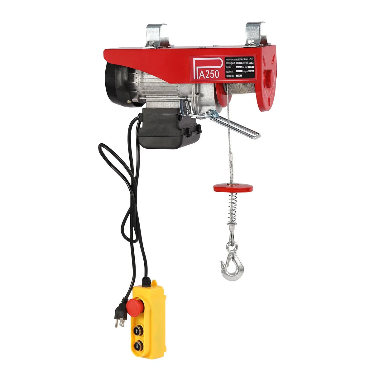 550LBS Electric Hoist Crane Winch Garage Lift Pure Copper Motor + Remote Control for Factories, Docks, Warehouses, Logistics