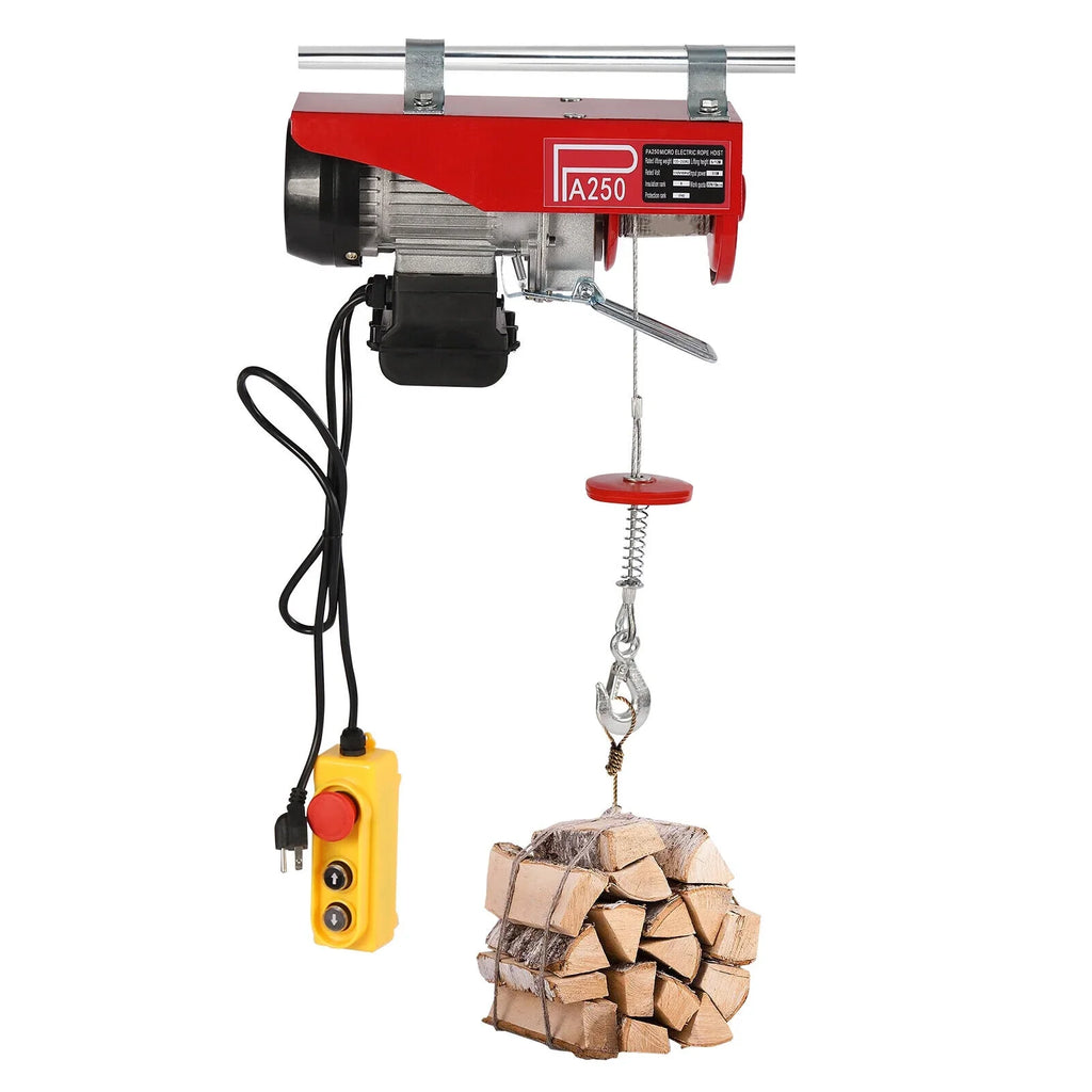 550LBS Electric Hoist Crane Winch Garage Lift Pure Copper Motor + Remote Control for Factories, Docks, Warehouses, Logistics
