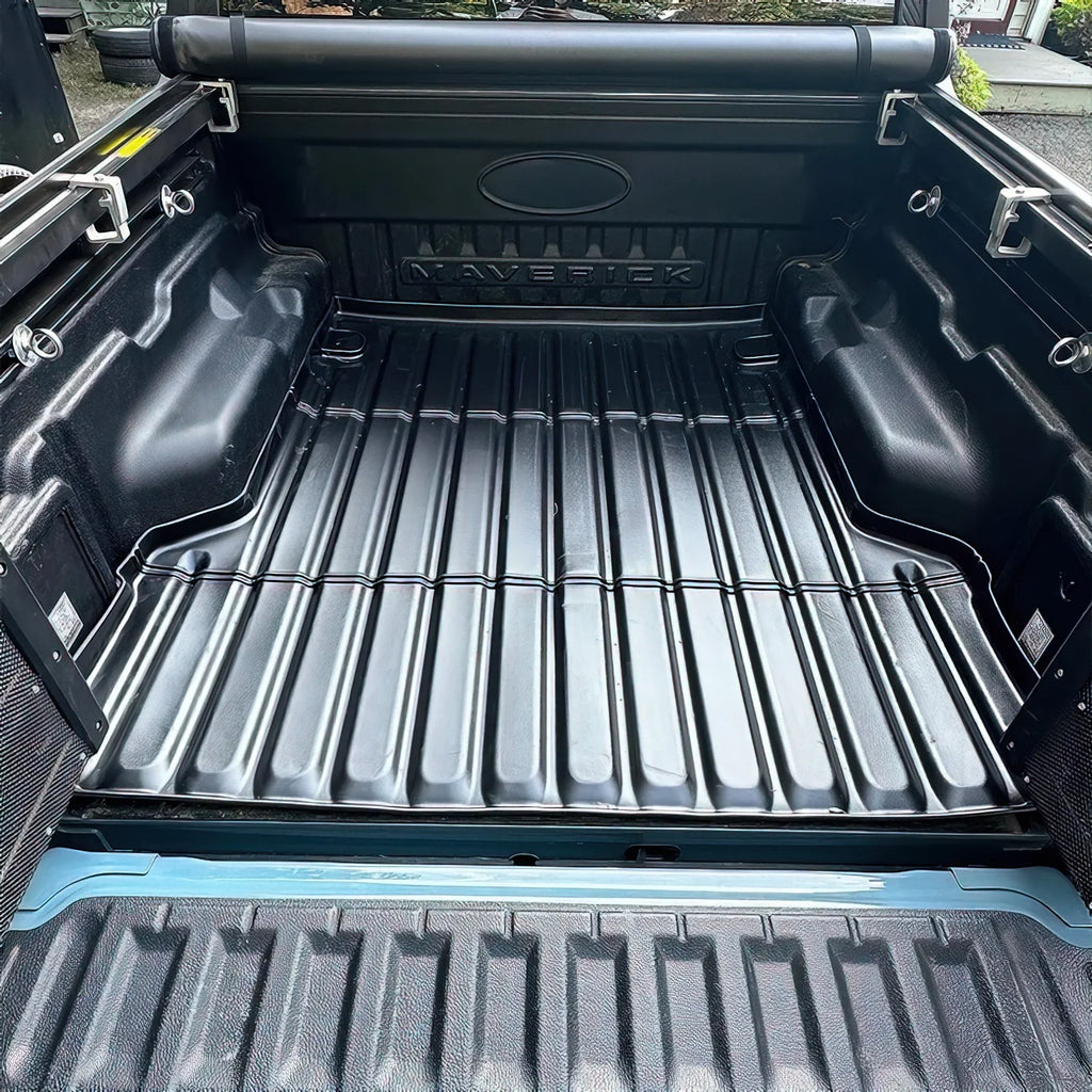 Ikon Motorsports Truck Bed Mat Compatible With 2022-2024 Ford Maverick, Black Rear Storage Floor Liner TPE Pickup Cargo Guard All Weather 3D Heavy Duty Trunk Flooring Protector Cover