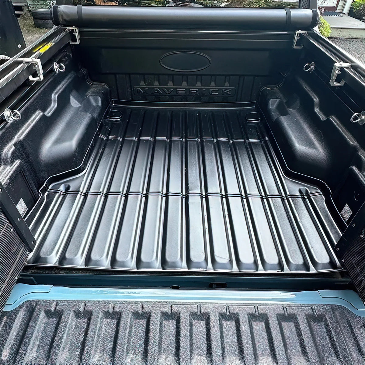 Ikon Motorsports Truck Bed Mat Compatible With 2022-2024 Ford Maverick, Black Rear Storage Floor Liner TPE Pickup Cargo Guard All Weather 3D Heavy Duty Trunk Flooring Protector Cover