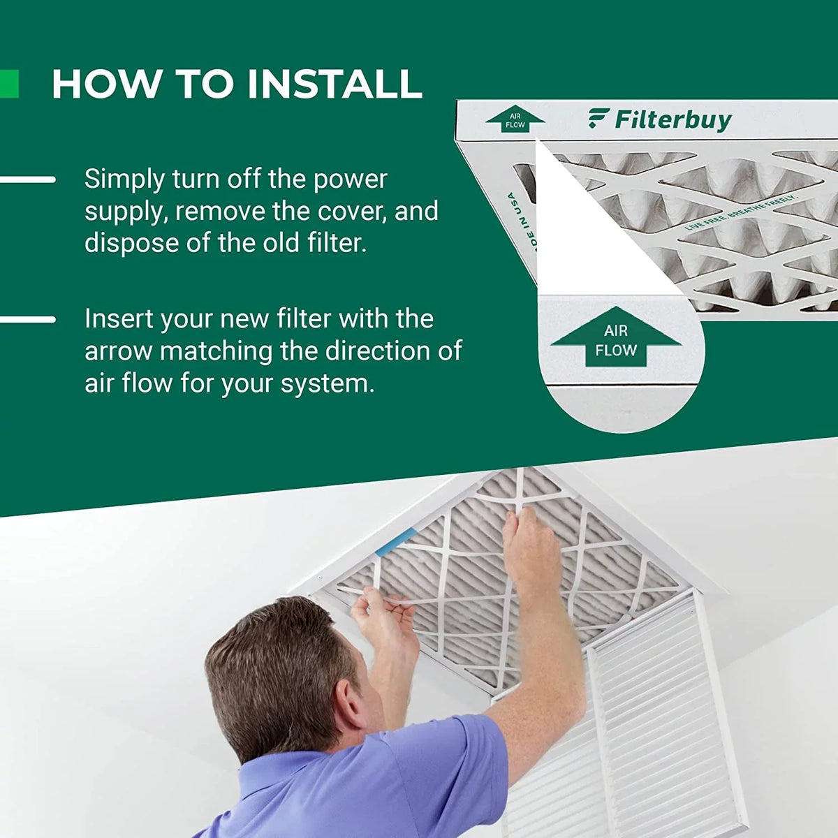 Filterbuy 18x20x1 MERV 13 Pleated HVAC AC Furnace Air Filters (5-Pack)