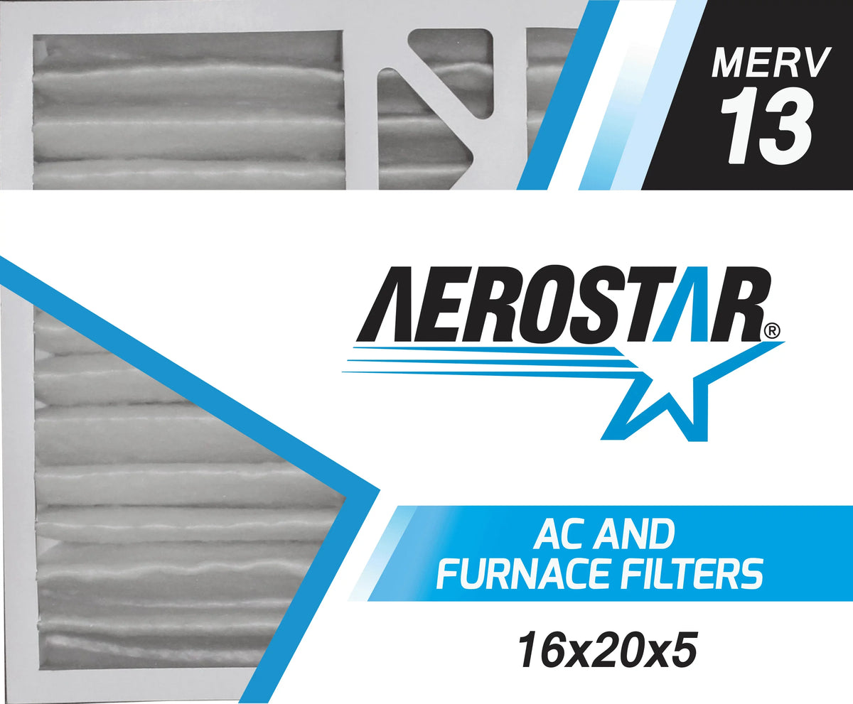 Aerostar 16x20x5 MERV 13, Honeywell Replacement Pleated Air Filter, 16x20x5, Box of 2