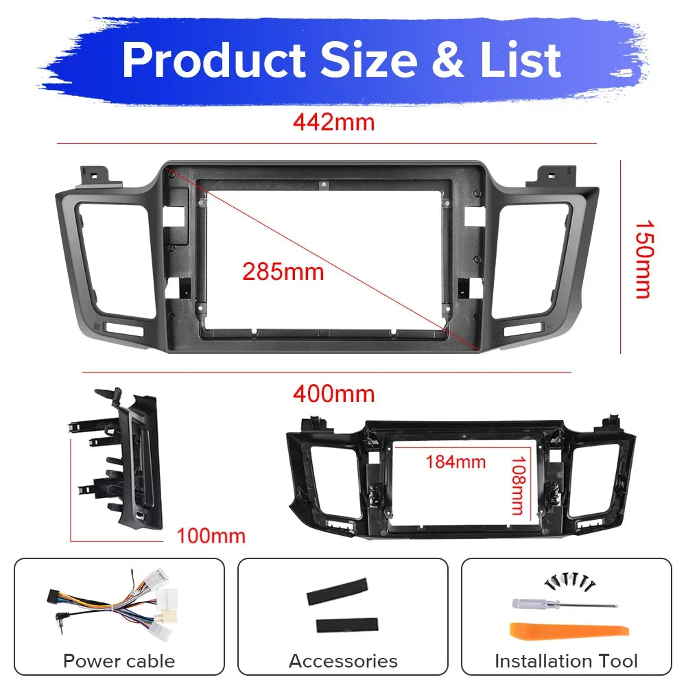 Podofo 2+32G for Toyota RAV4 2013-2019 Wireless Carplay Android Auto Mirror Link 10'' Monitor Car Stereo Radio Android 12 HD 1080P WIFI GPS FM Bluetooth, AHD Backup Camera