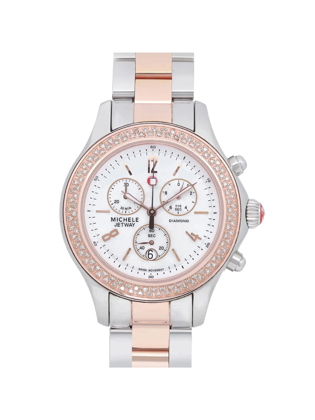 Michele Jetway 40mm Steel 0.50cttw Diamond Quartz Ladies Watch MWW17A000017