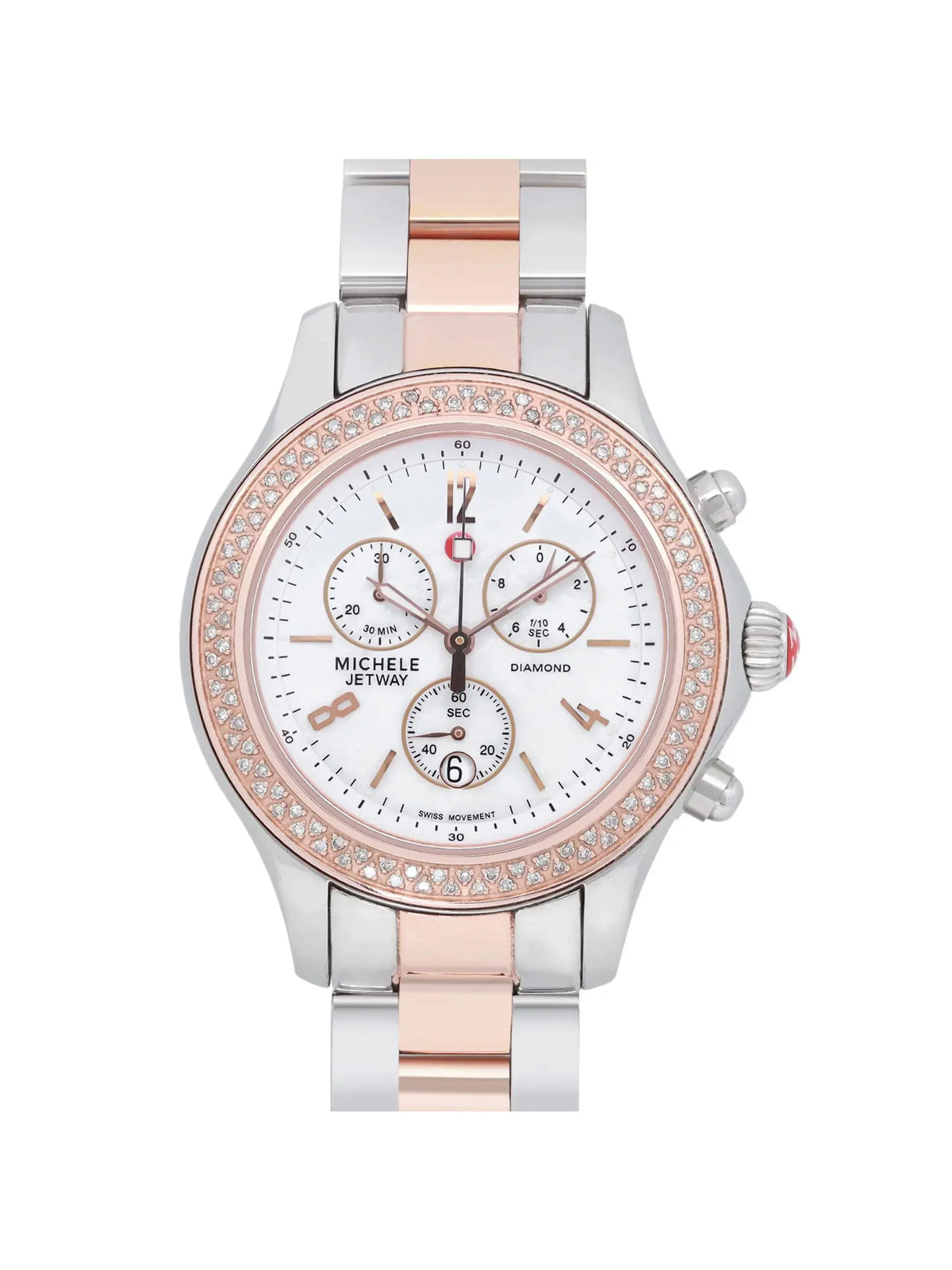 Michele Jetway 40mm Steel 0.50cttw Diamond Quartz Ladies Watch MWW17A000017