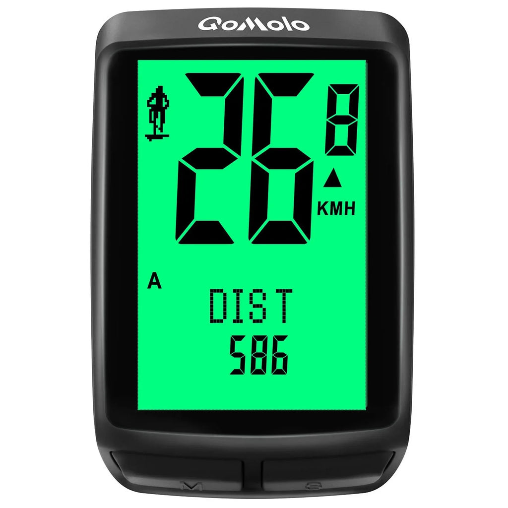 Wireless Bike Computer, Multi-Functional Bike Speedometer, IPX6 Waterproof Large Monitor Cycle Computer Automatic Wake-up LCD Backlight Display