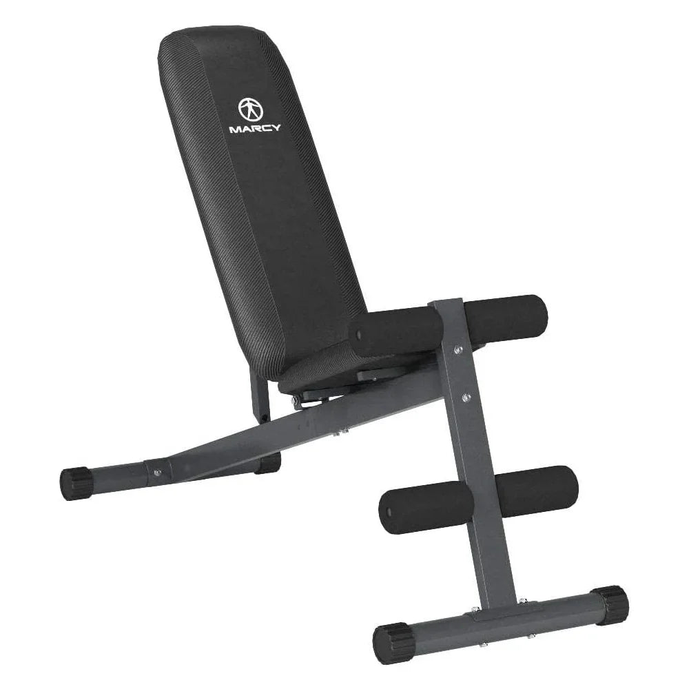 Marcy SB-261W Utility Bench for Upright, Incline, Decline, and Flat Exercise Bundle with Deco Essentials 27 Ounce Water Bottle and Workout Cooling Sport Towel