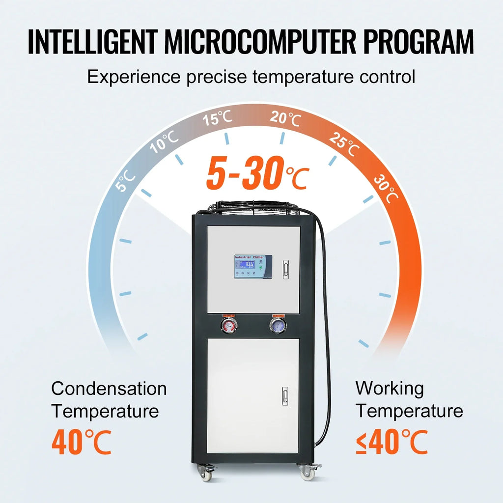 SKYSHALO Air-cooled Industrial Water Chiller 9.4HP 16 Gal 60L for Cooling Water
