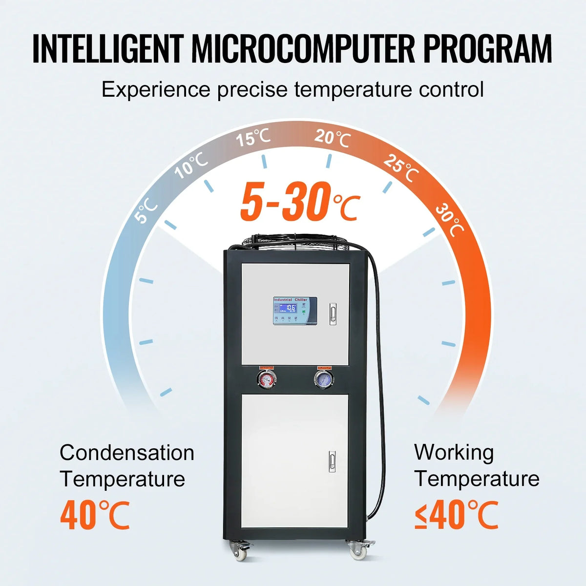 SKYSHALO Air-cooled Industrial Water Chiller 9.4HP 16 Gal 60L for Cooling Water