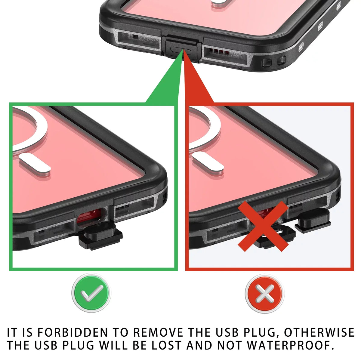 ELEHOLD for iPhone 15 Pro Max Waterproof Case, Built-in Panel Protector Full-Body Rugged Shockproof Military Drop Proof Dustproof IP68 Underwater Heavy Duty Magnetic Case for iPhone 15 Pro Max,Black