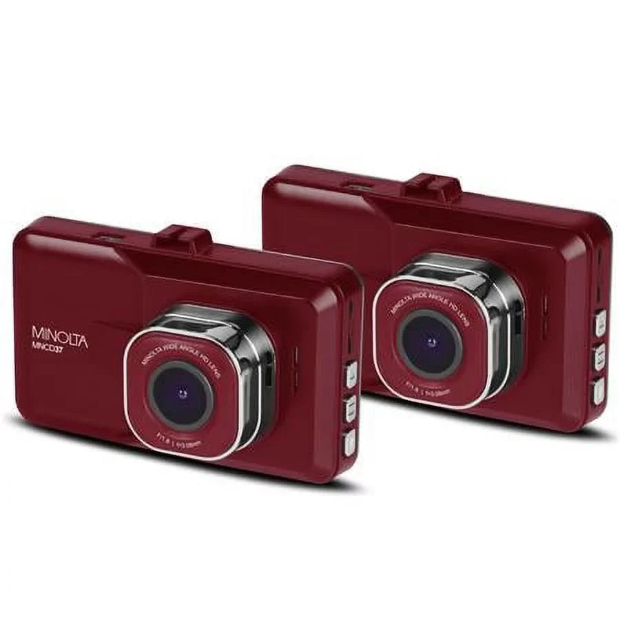 MNCD37 Full HD 3" LCD Panel Dash Cam, Red, 2-Pack