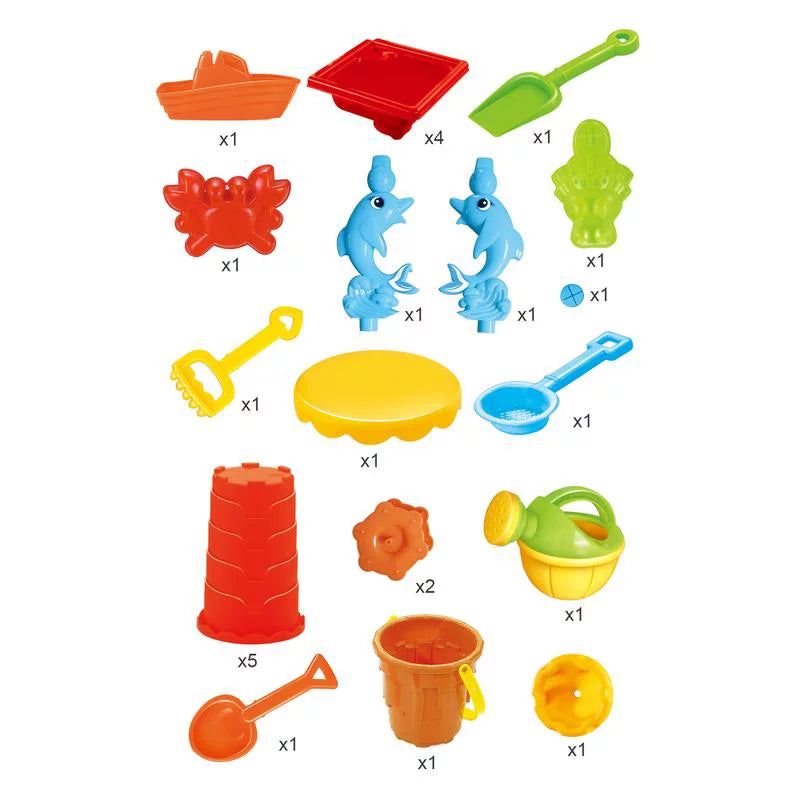 Mundo Toys Beach Toys Sand Water Activity Table Set 25 Pcs with Dolphin