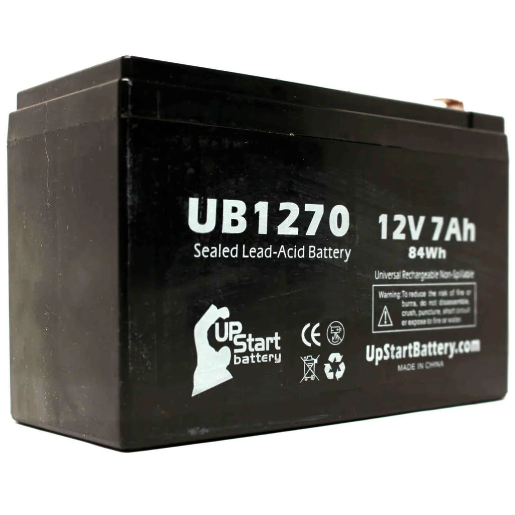 2x Pack - Compatible Upsonic PCM200VR Power Unit - Replacement UB1270 Universal Sealed Lead Acid Energy Source (12V, 7Ah, 7000mAh, F1 Terminal, AGM, SLA) - Includes 4 F1 to F2 Terminal Adapters