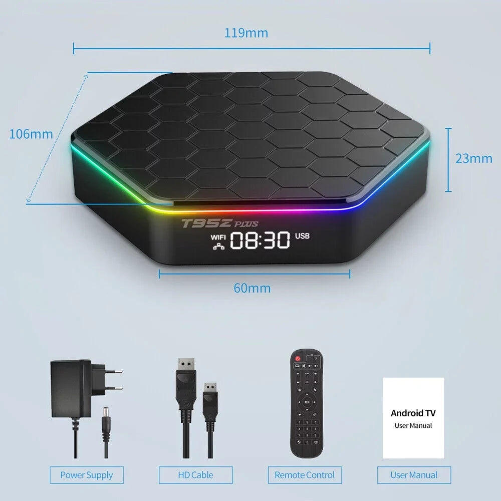 JLLOM Quad Processor 8K HD Video 64GB Memory 6K Stream Player 2023 T95Z Plus Smart Android 12.0 TV Box