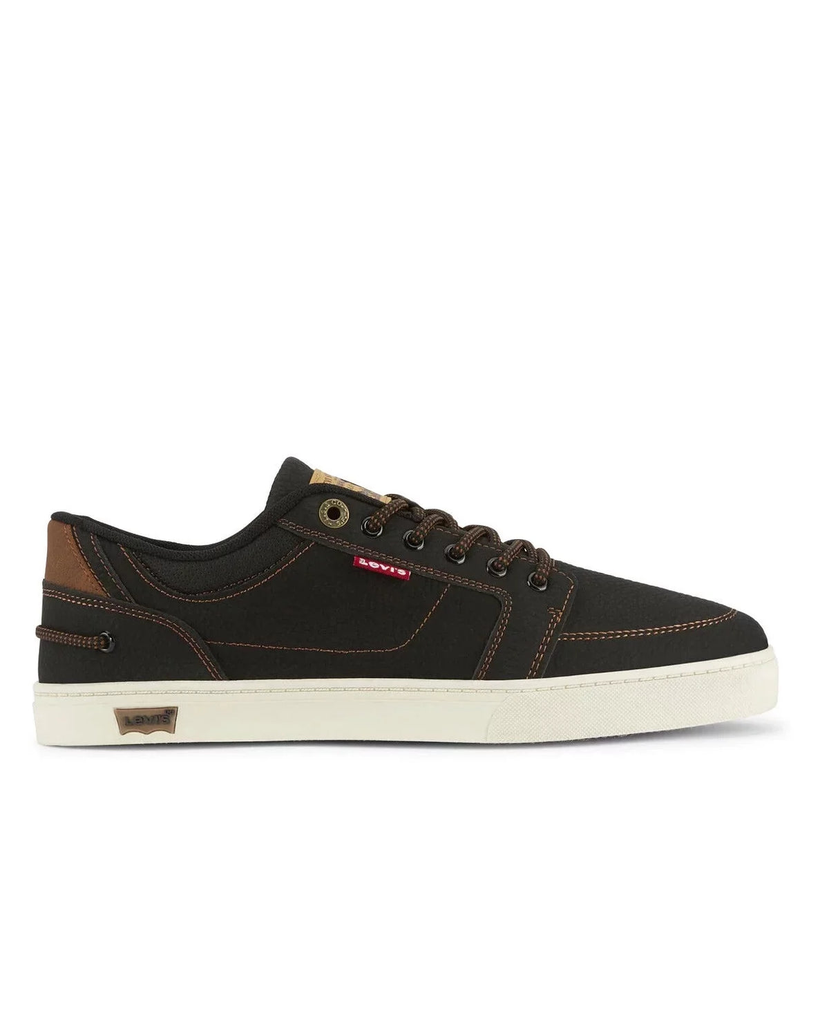 LEVIS HARBOR WAX LOW TRAINERS SPORTS SNEAKERS MEN SHOES BLACK/TAN SIZE 9.5 NEW