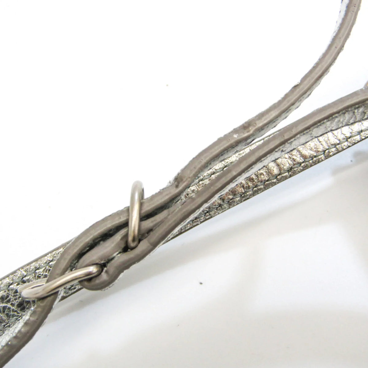Pre-Owned Balenciaga Paper Triple XS 398815 Women's Leather Shoulder Bag Silver (Good)